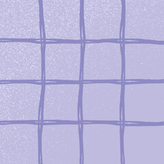 Hand drawn cute grid. doodle lilac, purple, violet, lavender plaid pattern with Checks. Graph square background with texture. Line art freehand grid vector outline grunge print