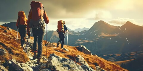 Winter wanderlust. Adventurous person embracing thrill of hiking in snow surrounded by majestic nature conveying essence of travel exploration and outdoor excitement