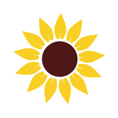 vector sunflower icons on a white background, sun symbol, logo, blossom flat vector icon for flower apps and websites
