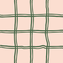 Hand Drawn Irregular Geometric Pattern with doodle freehand grid. Unique beige, green, pink, pale brush shapes and borders. y2k grunge Simple Design Element, Vector Illustration Grid.