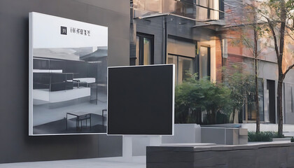 Black-square-signboard-mockup-in-outside-for-logo-design--brand-presentation-for-companies--ad--advertising--shops