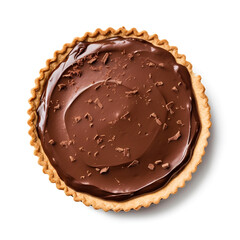 Chocolate pie flat lay on white backgrounds
