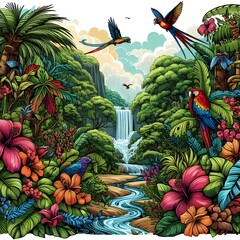 Obraz premium background illustration of beautiful natural scenery, full color