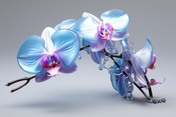 Fototapeta premium Vibrant Floral Elegance: Closeup of Delicate White Orchid Blossom on Exotic Purple Background