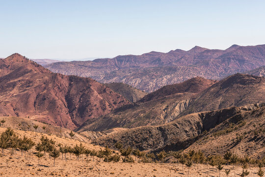 View of the high Atlas mountain range in Central Morocco.