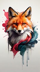 The red fox. Painting, watercolor