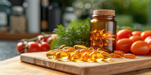 Healthy keto diet supplements in capsules - obrazy, fototapety, plakaty