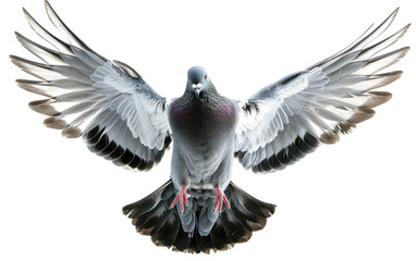 Pigeon with Outstretched Wings On Transparent Background.