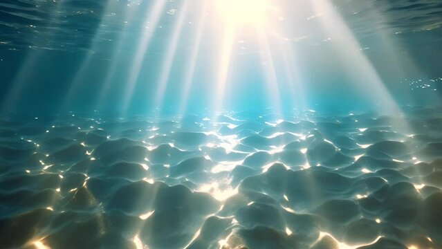 Blue ocean underwater world with beautiful sunlight shining. Blue Water Tropical Reef. Tropical underwater sea fish. Colorful tropical coral reef. Scene reef. Marine life sea world. Underwater fish re