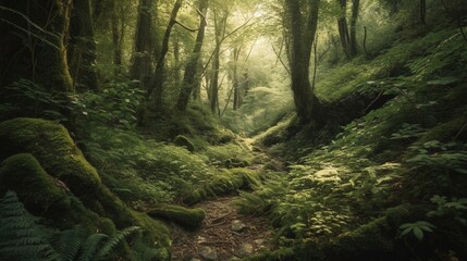 Obraz premium green forest in the morning