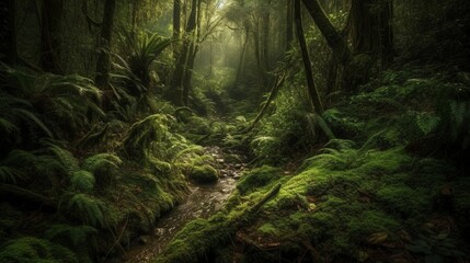 green forest in the morning
