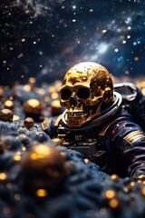 The golden skeleton of an astronaut