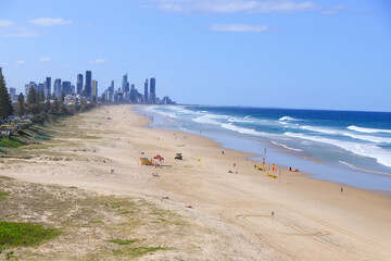 Sunny Day at Gold Coast Beach with Cityscape View