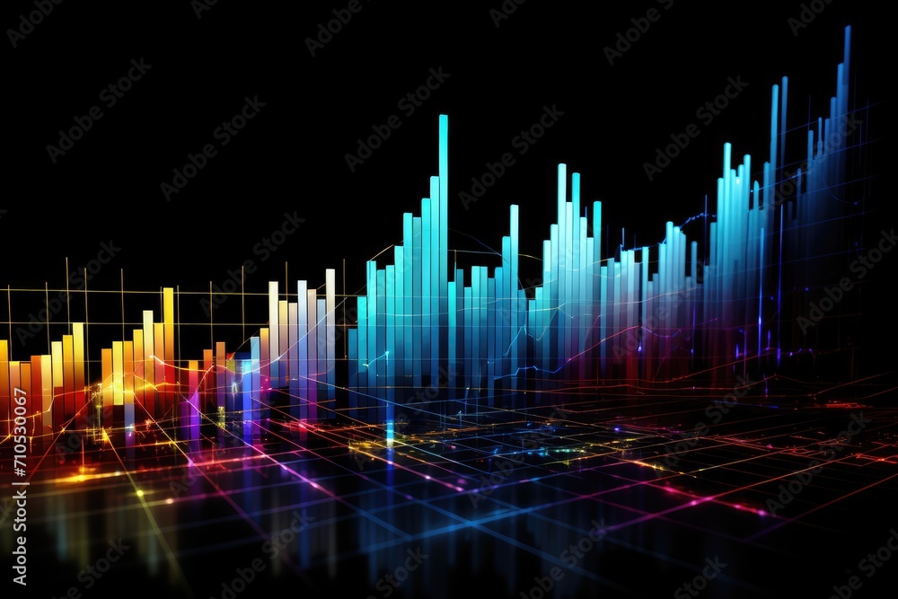 Poster an abstract image of a bar chart that visually represents data trends and patterns in a simple and s