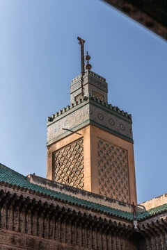 View of the Madrasa Bou Inania, an old Koranic school in Meknes Medina, Morocco.