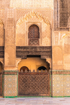 View of the Madrasa Bou Inania, an old Koranic school in Meknes Medina, Morocco.