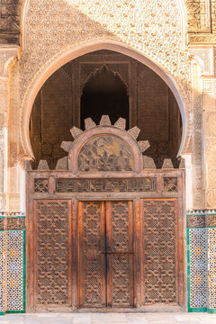 View of the Madrasa Bou Inania, an old Koranic school in Meknes Medina, Morocco.