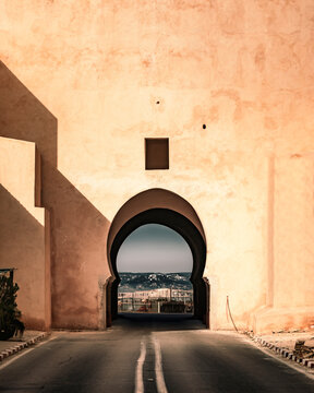 View of Dar El-Makhzen, in Meknes Medina old town, Morocco.