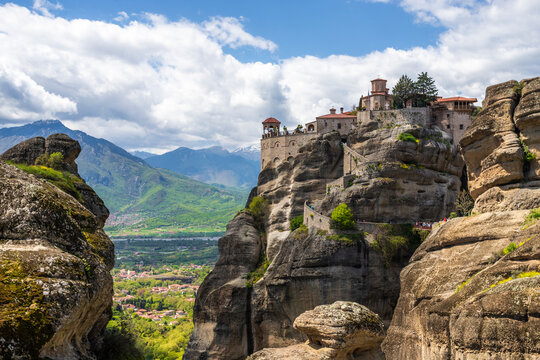 View of the Monastery of Varlaam, .Meteora, Trikala, Thessaly, Greece.