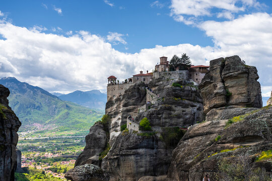 View of the Monastery of Varlaam, .Meteora, Trikala, Thessaly, Greece.