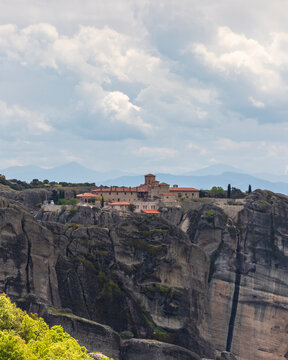 View of the Monastery of St. Stephan in.Meteora, Trikala, Thessaly, Greece.