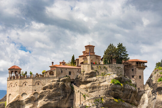 View of the Monastery of Varlaam, .Meteora, Trikala, Thessaly, Greece.
