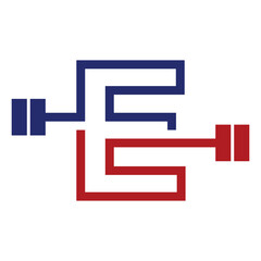 Obraz premium initial letter logo with barbell icon for graphic and web design