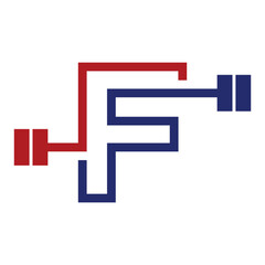 initial letter logo with barbell icon for graphic and web design