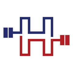 initial letter logo with barbell icon for graphic and web design