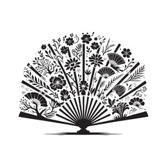 Lunar Whispers Brought to Life: A Captivating Journey through Intricate Chinese Fans Silhouette Stock Collection - Chinese New Year Silhouette - Chinese Fans Vector Stock
