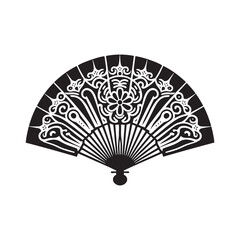 Ethereal Connection Reimagined: Enchanting Chinese Fans Silhouette Series Crafted for Stock Collections - Chinese New Year Silhouette - Chinese Fans Vector Stock
