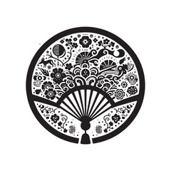 Harmonious Shadows Revealed: A Meticulously Crafted Collection of Chinese Fans Silhouette Stock Imagery - Chinese New Year Silhouette - Chinese Fans Vector Stock
