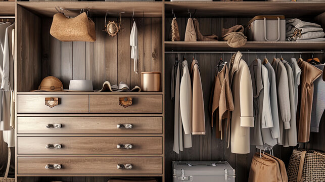A picture of a wardrobe with convenient drawers for accurate storage of accessories and jewelry