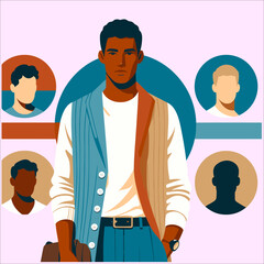 Men's flat design looks neat and stylish