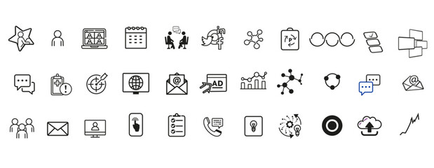 Vector illustration, modern web icons, business people, strategic hub, content hub, campaign journey, analytics