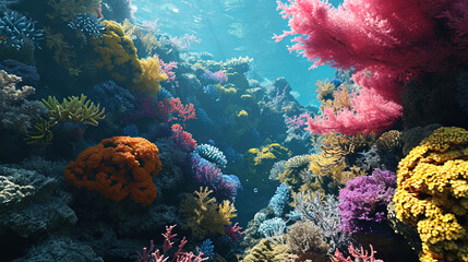 Picturesque punishmental reefs that attract attention with a variety of colors and shapes - obrazy, fototapety, plakaty