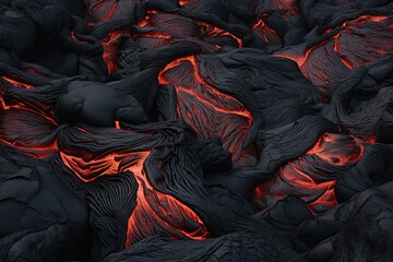 A captivating image showcasing a vast quantity of lava in one location, An erratic texture of lava flows, AI Generated
