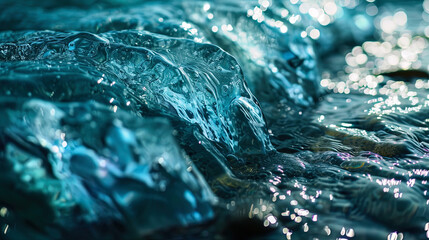 The abstract image of ice water, where transparent layers create beautiful and hypnotic patterns - obrazy, fototapety, plakaty