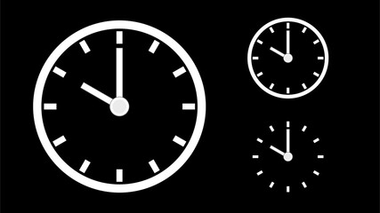 Clock icon, minimal style. arrow show10 hr. from number 12 to 10. on the black background