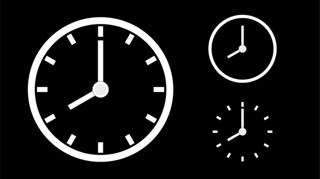Clock icon, minimal style. arrow show8 hr. from number 12 to 8. on the black background