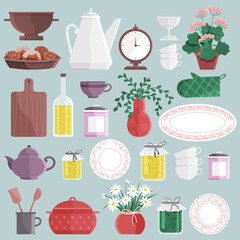 Kitchen interior vector illustration. A well-designed kitchen interior becomes hub for comfy family gatherings Decorate your domestic kitchen for warm and inviting atmosphere at mealtime Comfy dining