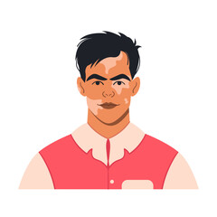 Portrait of a young man with vitiligo. A full-face avatar of a male character in a flat style for social networks. Bright vector illustration