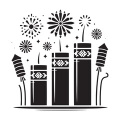 Vibrant Celebration: A Stunning Array of Chinese Firecrackers Silhouette Stock for Your Festive Creations - Chinese New Year Silhouette - Chinese Firecrackers Vector Stock
