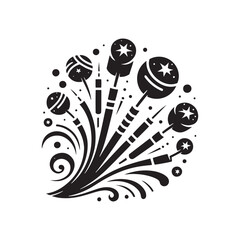 A Symphony of Light: Mesmerizing Chinese Firecrackers Silhouette Stock Imagery for Your Design Needs - Chinese New Year Silhouette - Chinese Firecrackers Vector Stock
