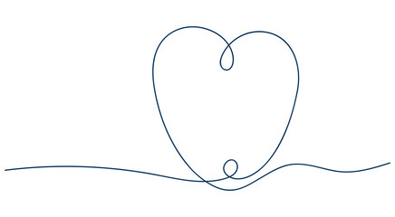 Heart line art. St. Valentine's Day. Abstract Love symbol. Continuous one line drawing. Love, romance, greeting wedding concept. Shape one heart lineart.Line art for poster, banner, emblem, sticker