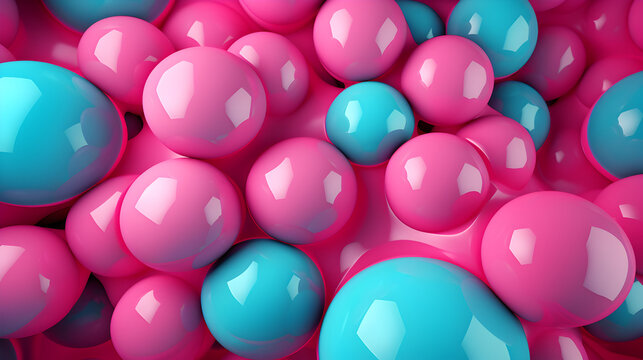 Background wallpaper of colorful multiple tones balls with glossy effect 3d render illustration banner for ads text and copy space toy kids styling 4k high res,,
 Glossy Effect Background with Colorfu