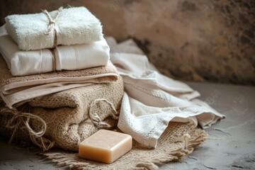 Pile of Towels on Table
