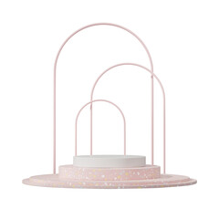 transparent background of white and pink terrazzo podium, in square arch backdrop 3d image render
