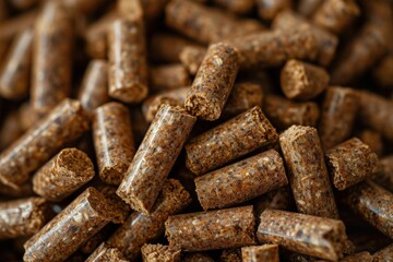 Close-Up View of Brown Pellet Texture Highlighting Sustainable Biomass Energy