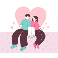 Valentine's Day Couple Sitting Together Holding Hands
